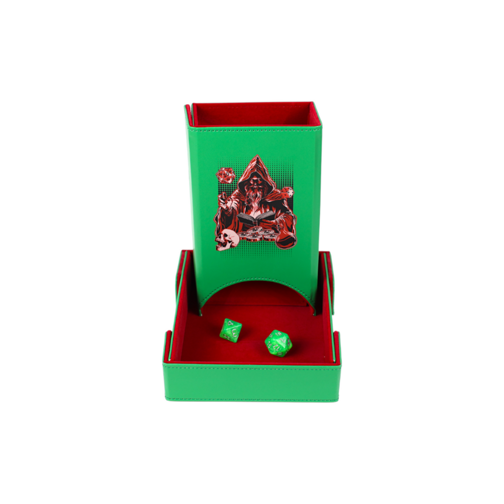LPG Essentials Dice Tower and Mat Teal / Crimson