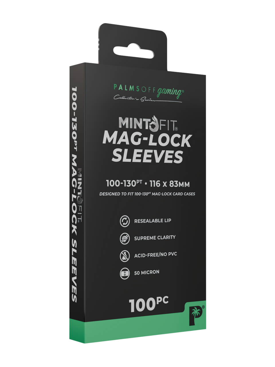 PALMS OFF GAMING - MintFit Mag-Lock Card Case Sleeves (100pt-130pt) - 100pc