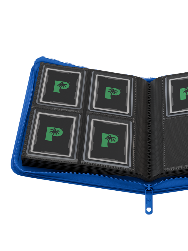 PALMS OFF GAMING Collector's Series Top Loader Zip Binder - 4 Pocket - Blue