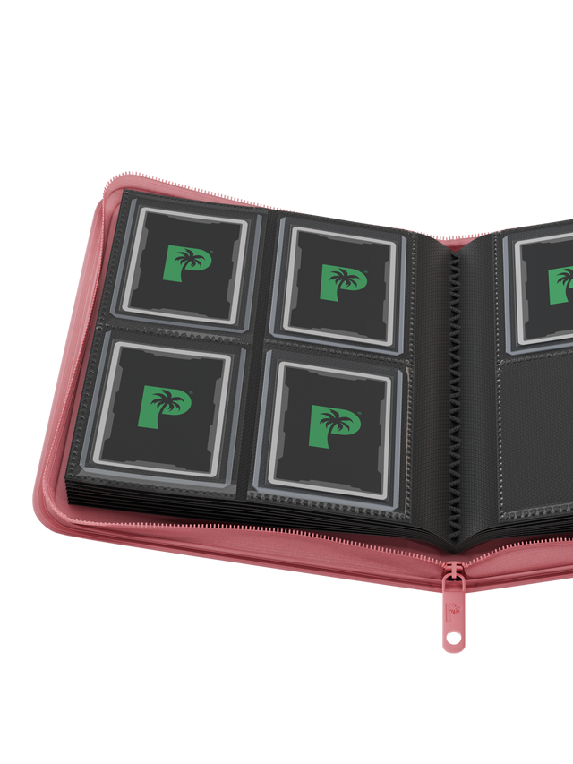 PALMS OFF GAMING Collector's Series Top Loader Zip Binder - 4 Pocket - Pink