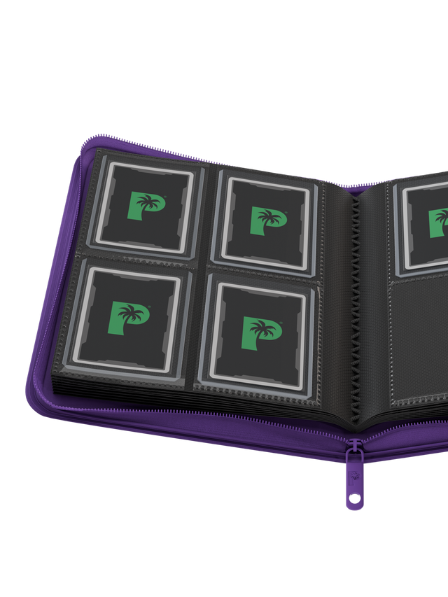 PALMS OFF GAMING Collector's Series Top Loader Zip Binder - 4 Pocket - Purple