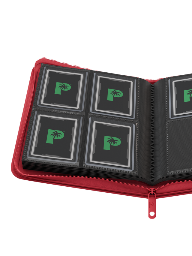 PALMS OFF GAMING Collector's Series Top Loader Zip Binder - 4 Pocket - Red