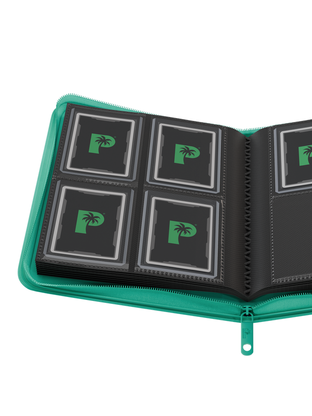 PALMS OFF GAMING Collector's Series Top Loader Zip Binder - 4 Pocket - Turquoise