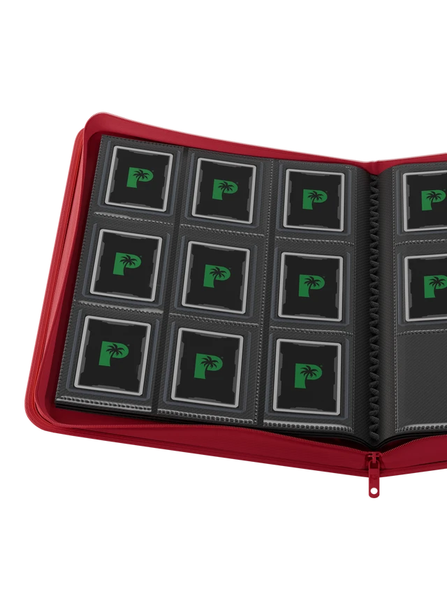 PALMS OFF GAMING Collector's Series Top Loader Zip Binder - 9 Pocket - Red