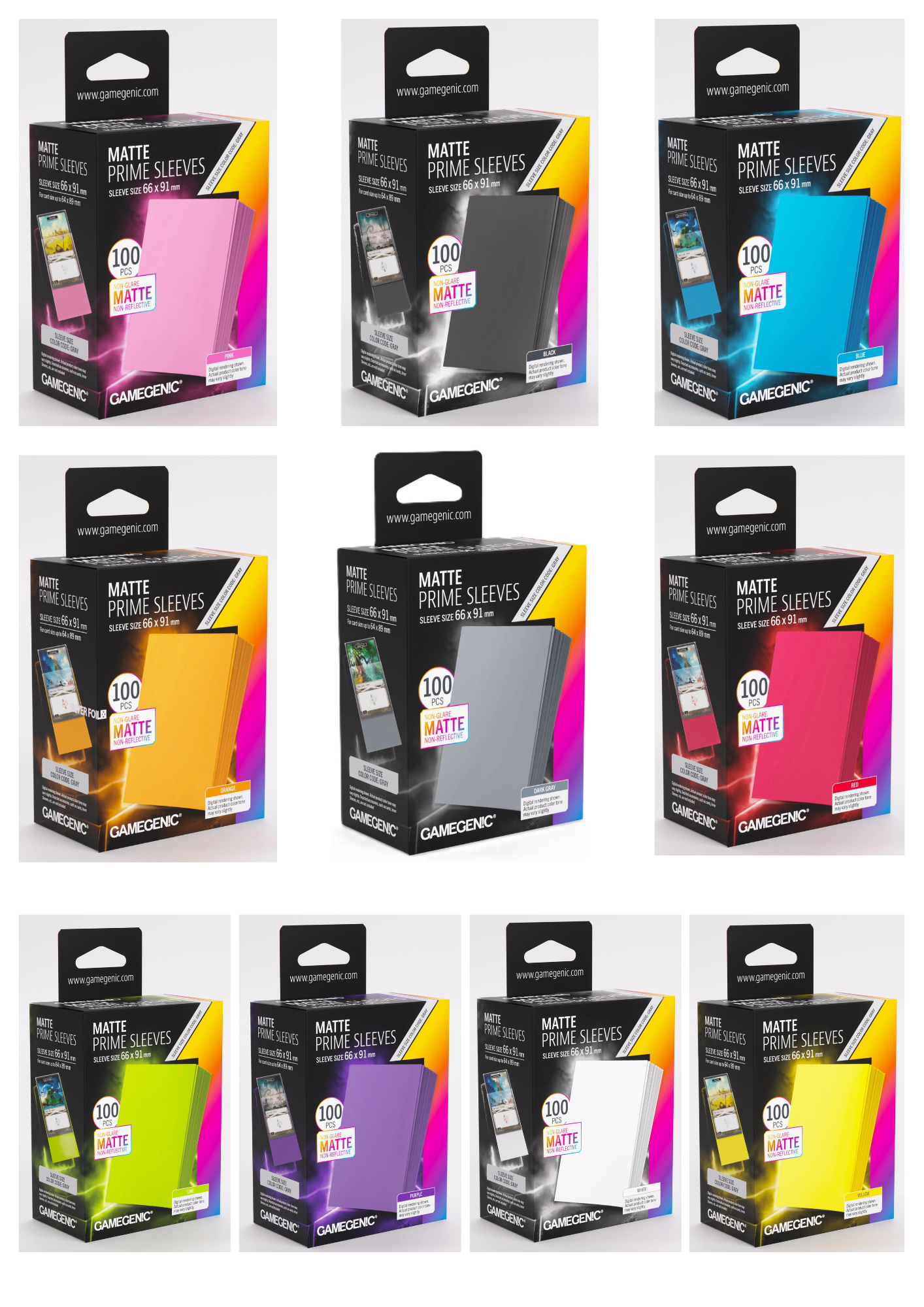 Gamegenic Matte Prime Card Sleeves (66mm x 91mm) (100 Sleeves Per Pack)