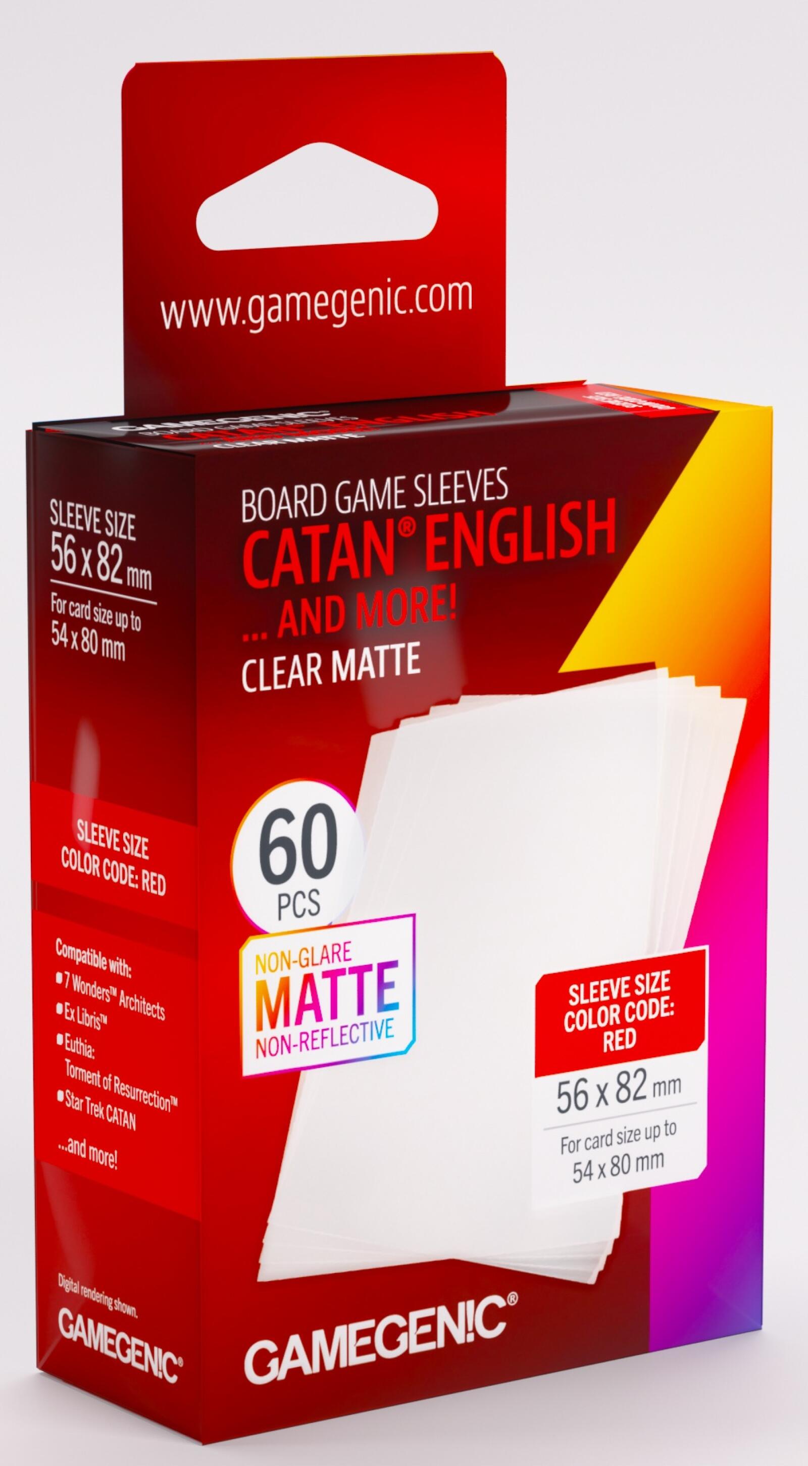 Gamegenic Board Game Card Sleeves - CATAN English Clear Matte (56mm x 82mm) (60 Sleeves Per Pack)