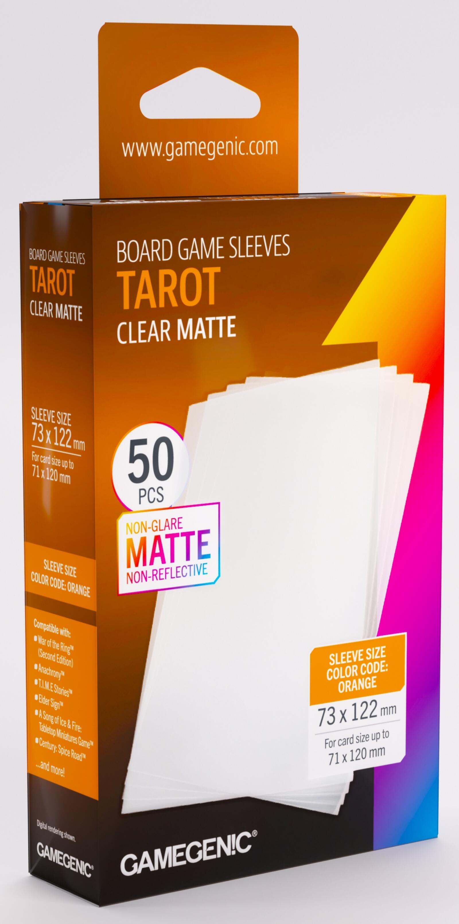 Gamegenic Board Game Card Sleeves - Tarot Clear Matte  (73mm x 122mm) (50 Sleeves Per Pack)