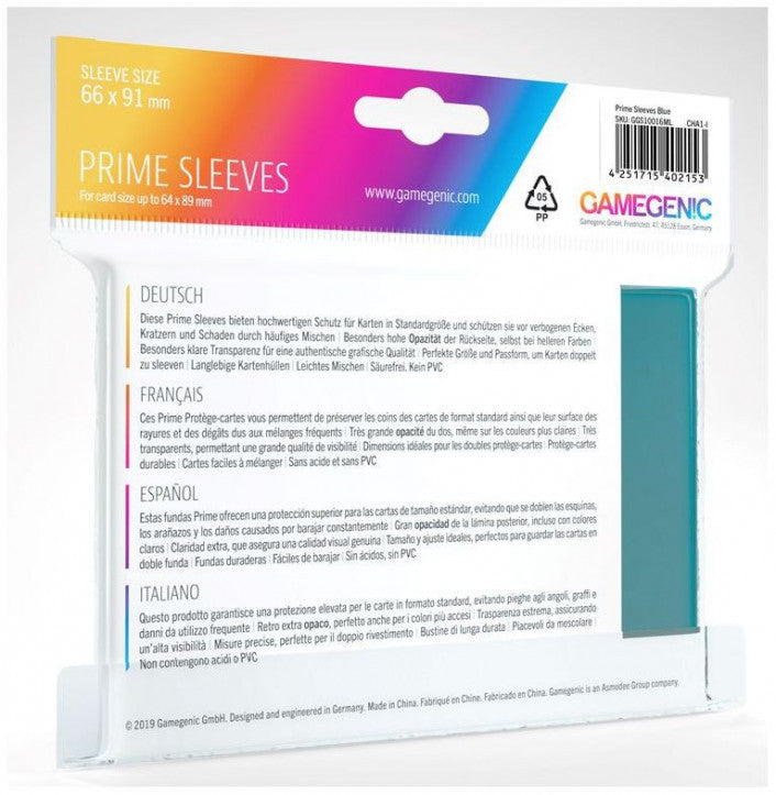 Gamegenic Prime Card Sleeves Blue (66mm x 91mm) (100 Sleeves Per Pack)