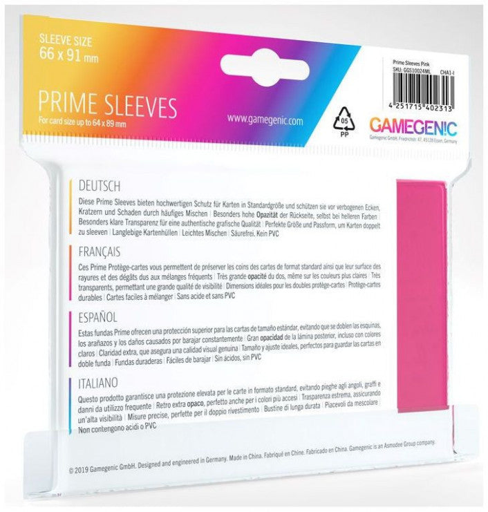 Gamegenic Prime Card Sleeves Pink (66mm x 91mm) (100 Sleeves Per Pack)