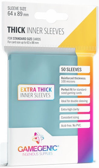 Gamegenic Thick Inner Sleeves - Size Code INNER - (64mm x 89mm) (50 Sleeves Per Pack)