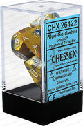 D7-Die Set Dice Gemini Polyhedral Blue-Gold/White (7 Dice in Display) - CHX 26422