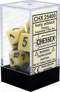 Chessex D7-Die Set Opaque Polyhedral Ivory/black 7-Die Set - CHX 25400