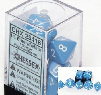 Chessex D7-Die Set Opaque Polyhedral Light Blue/white 7-Die Set - CHX 25416