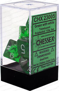 Chessex D7-Die Set Translucent Polyhedral Green/white 0 CHX 23075